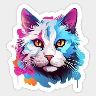 Colorful cat illustration Sticker